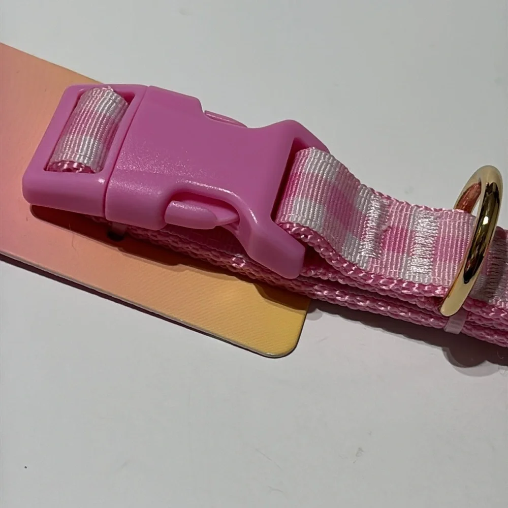 Stoney Clover Lane LIMITED EDITION Medium Pink Gingham Dog Collar